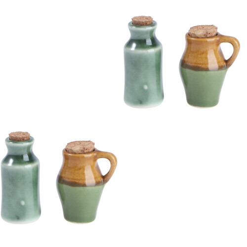 4 Pcs Mini Ceramic Jars with Corks for Scene Decor 2