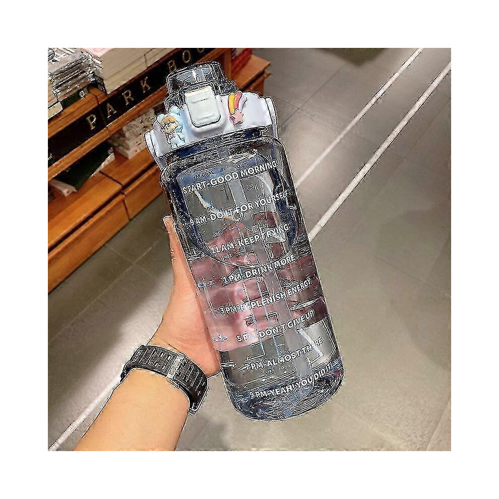 Liter Transparent Water Bottle Large Capacity Plastic Water Bottle for Fitness and Outdoor Sports (Blue)