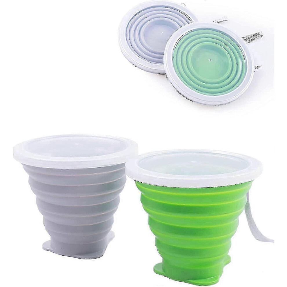275ml Collapsible Silicone Travel Cup for Camping with Lid, Expandable