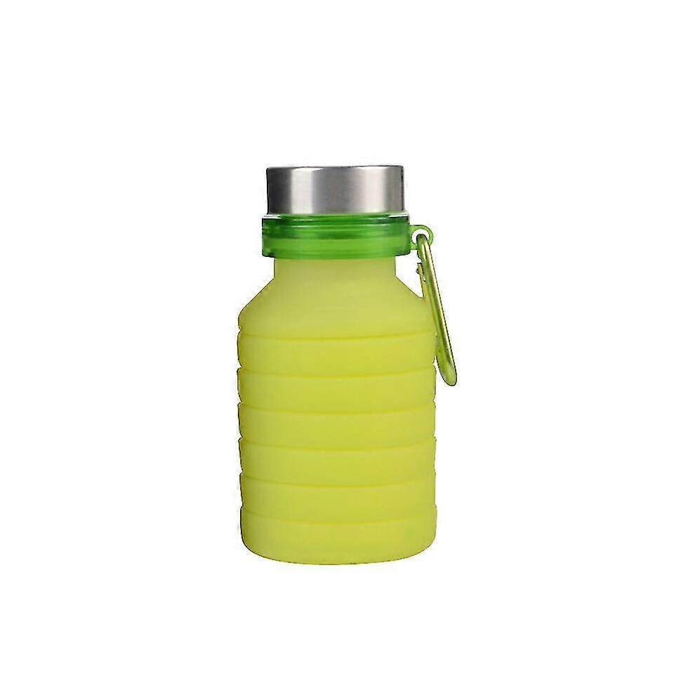 Collapsible Water Bottle (Green), 500Ml, Reusable, Bpa-Free, Silicone, Foldable, Portable, Leak-Proof, For Sports Green