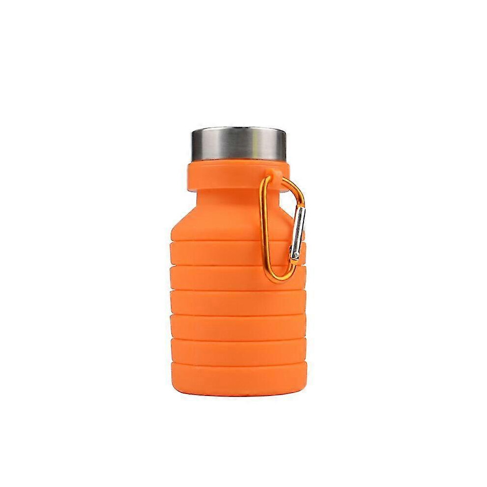 Collapsible Water Bottle (Orange), 500Ml, Reusable, Bpa-Free, Silicone, Foldable, Portable, Leak-Proof, For Sports Orange