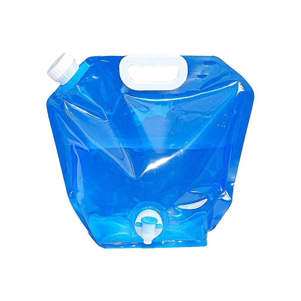 (10L-) 5L/10L Collapsible Water Bag Leak-Proof Plastic Easy To Fill For Camping Blue