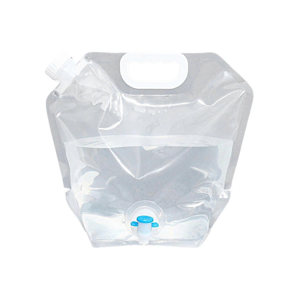 (5L-Transparent) 5L/10L Collapsible Water Bag Leak-Proof Plastic Easy to Fill Camping Water Bag