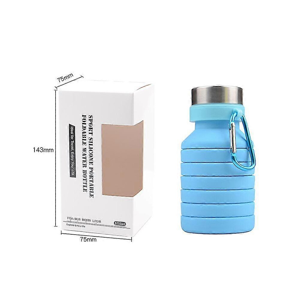 Collapsible Water Bottle (Blue), 500Ml, Reusable, Bpa-Free, Silicone, Foldable, Portable, Leak-Proof, For Sports Blue