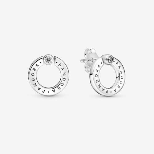 Brand Logo Circle Reversible Stud with CZ Earrings 299486C01 1