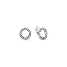 Brand Logo Circle Reversible Stud with CZ Earrings 299486C01