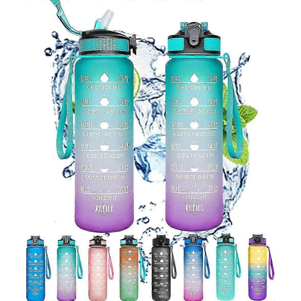 1L water bottles with straw