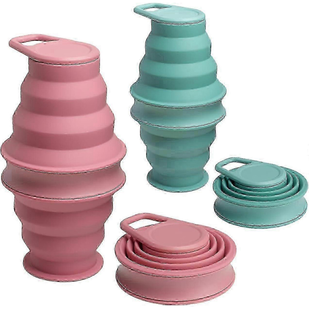 500Ml Bpa-Free Silicone Collapsible Water Bottle For Travel, Camping, Hiking - Pink And Blue Blue,Pink