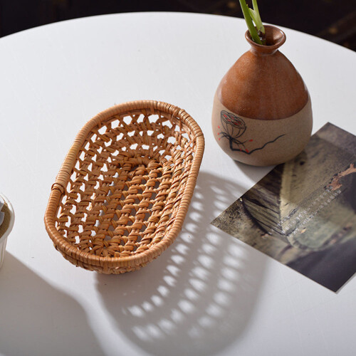 Small Rattan Basket Brown Bathroom Use 1pack 1