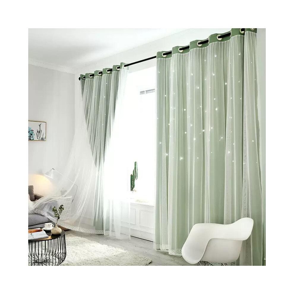 (Green, 39"W x 79"Lï¼100 x 200cmï¼) Blackout Curtains- Premium Polyester Thermal Insulated Energy Saving Noise Reducing Set of 2 Rod Pocket Panels B-image-OPC-PKGY5M9-NEW