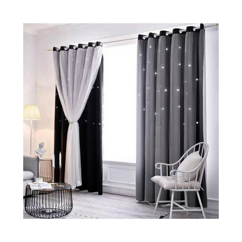 (Black, 52"W x 72"Lï¼132 x 183cmï¼) Blackout Curtains- Premium Polyester Thermal Insulated Energy Saving Noise Reducing Set of 2 Rod Pocket Panels B-image-OPC-PKGY5JM-NEW