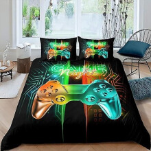 (200 x 200 cm) Gaming-Bettbezug-Set, Twin-Size-Kinder-Videospiel-Gamepad-Bettwäsche-Set für Jungen-Teenager-Schlafzimmer