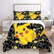 (140 x 210 cm) Niedlicher Bettbezug, Anime-Cartoon-Bettwäsche-Set für Kinder, 3D-Druck, leicht, 3-teilig