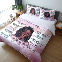 (160 x 220 cm) Süßes afroamerikanisches schwarzes Mädchen, lila, Mikrofaser-Bettwäsche-Set, 1 Bettbezug