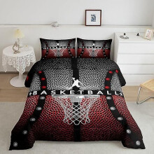 (225x225cm-A) Ensemble de housse de couette en microfibre avec cadre de basket-ball et 1 housse de couette