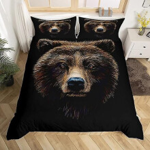 Parure de lit ours (140 x 210 cm) pour enfants et adultes, comprenant housse de couette et taies d'oreiller.