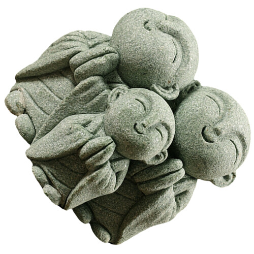 3Pcs Grey Stone Buddha Decor Small Maitreya Ornament for Tea Table 2