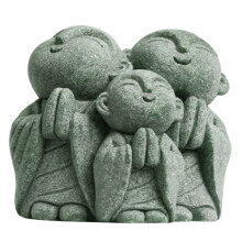 3Pcs Grey Stone Buddha Decor Small Maitreya Ornament for Tea Table