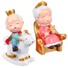 4Pcs Adorable Couple Cake Ornament Pink Blue Resin Desktop Decor