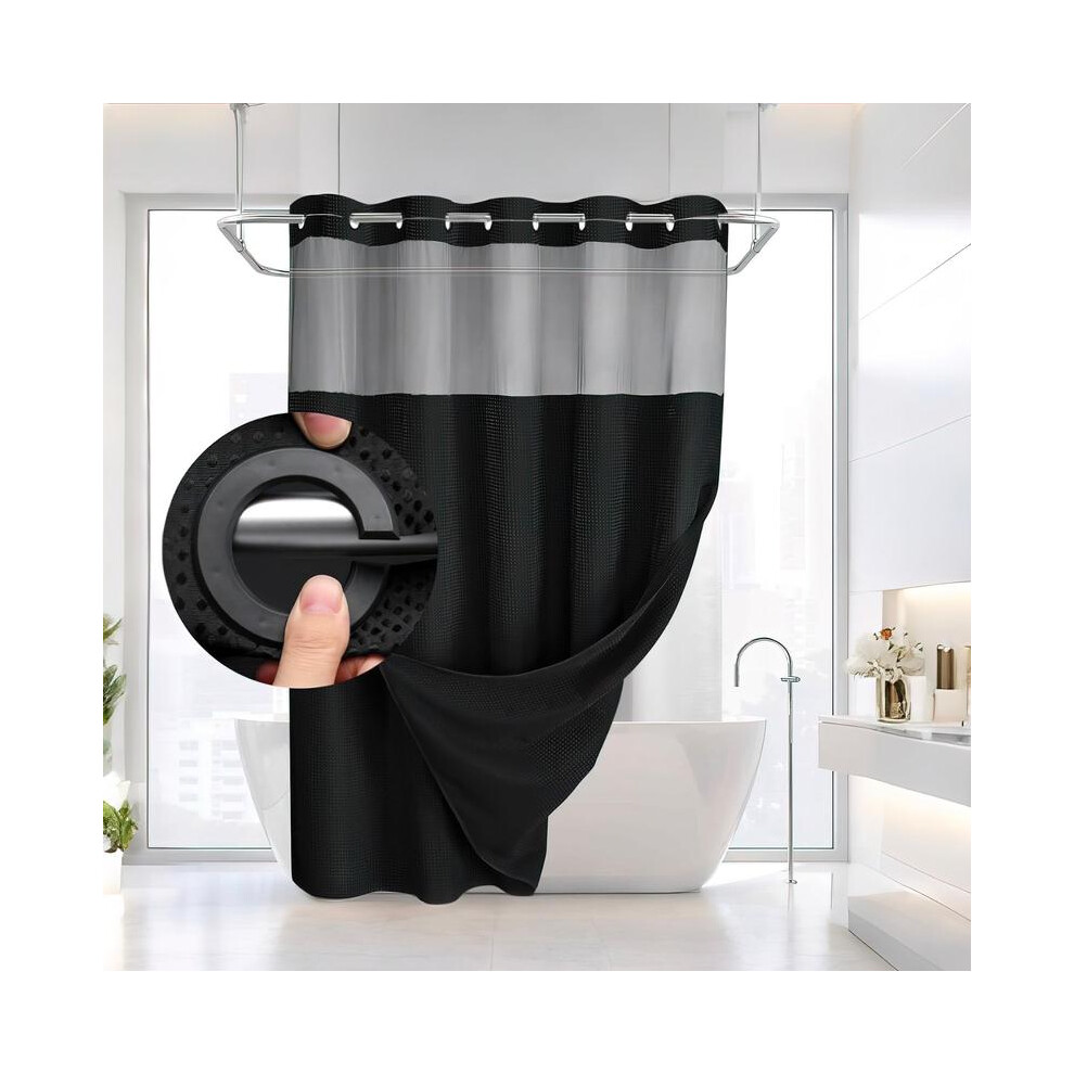 (Black, 71''*86''/180cm*218cm) Blackout Curtains- Premium Polyester Thermal Insulated Energy Saving Noise Reducing Set of 2 Rod Pocket Panels Block Su-image-OPC-PKGYSNN-NEW