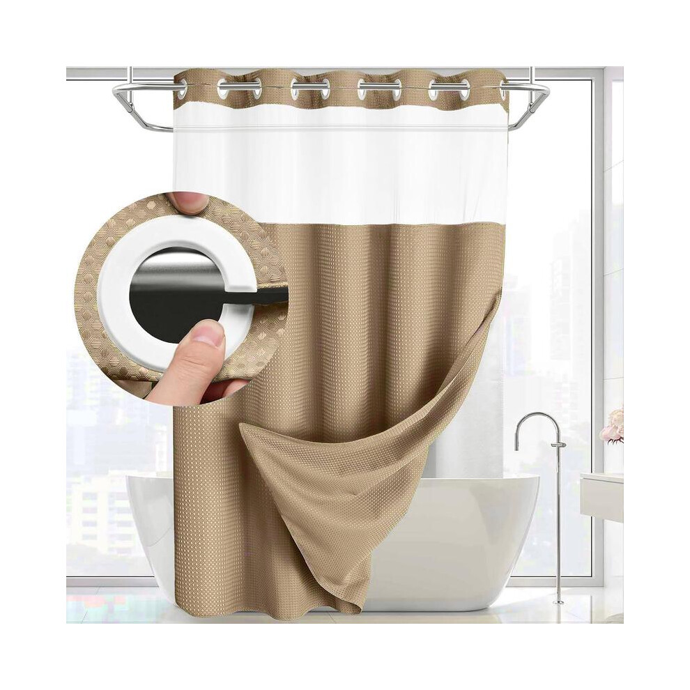 (Khaki, 71''*86''/180cm*218cm) Blackout Curtains- Premium Polyester Thermal Insulated Energy Saving Noise Reducing Set of 2 Rod Pocket Panels Block Su-image-OPC-PKGYSNZ-NEW