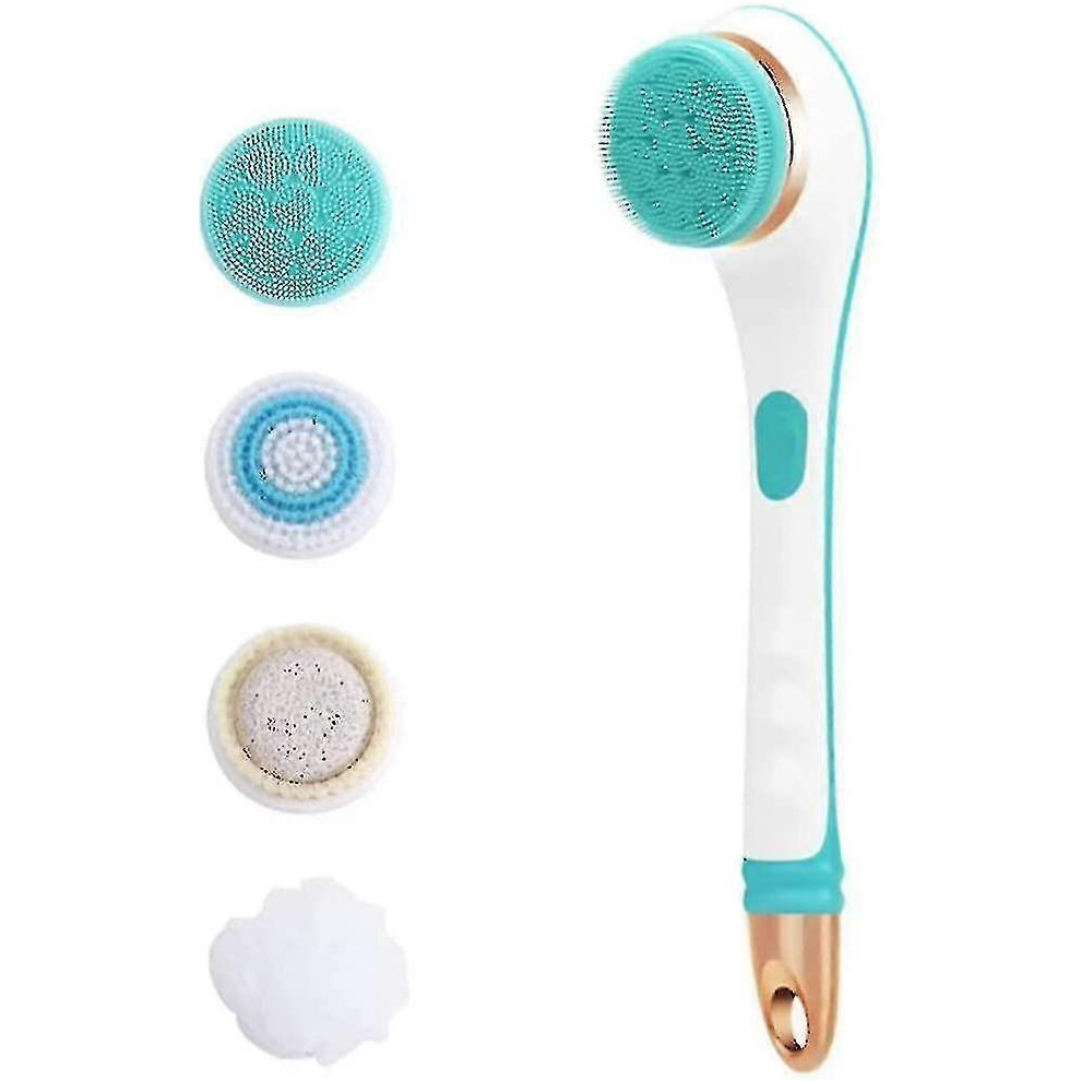 Blue Bath Brush Electric Body Brush Shower Massage Exfoliating Scrubber Soft Silicone Usb Rechargeable 2 Speed Spinning Cleaning Brush1pcs
