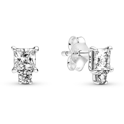Brand Sparkling Round and Square Earrings 290036C01