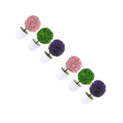6 pezzi bonsai artificiale in vaso con palline 2