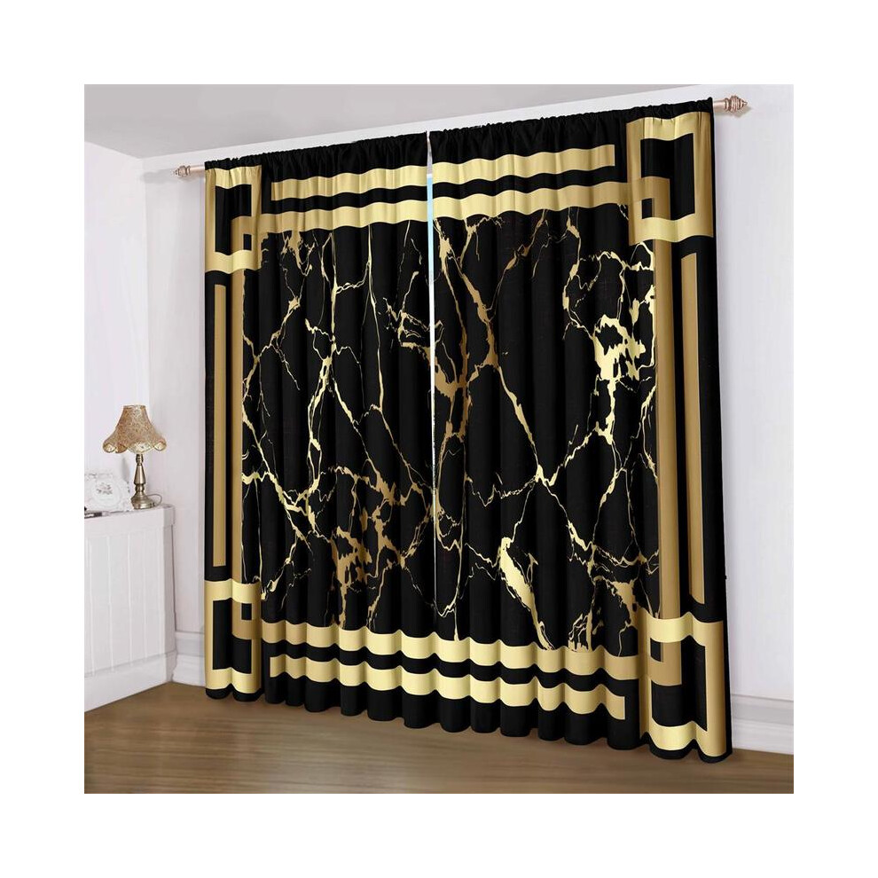 (132*137cm*2 Counts, Marble) Blackout Curtains- Premium Polyester Thermal Insulated Energy Saving Noise Reducing Set of 2 Rod Pocket Panels Block Sunl-image-OPC-PKGYXZ6-NEW