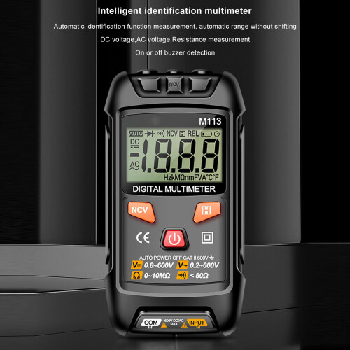 Digital Auto Ranging Multimeter - AC/DC Volt/Amps/Ohms, Portable Black 2