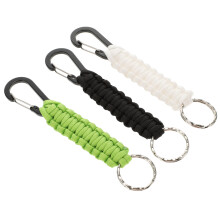 3 portachiavi esterni in maglia con moschettone (nero, bianco, verde)