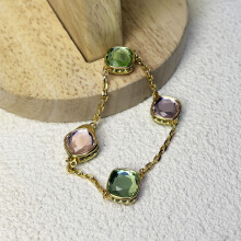 (Bracelet) S Original 2025 Candy Earrings Necklace Bracelet Fine Jewelry Set Women Geometric Cube Candy Double-Sided Crystal Jewelry