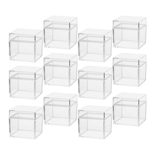 24Pcs Transparent Square Candy Packaging Boxes with Dustproof Lid