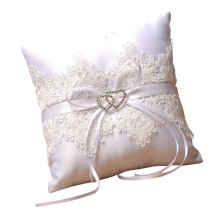 Wedding Ring Pillow Cushion White Hollow Lace Double Heart Design Ring Holder For Wedding Ceremony Engagement Decor