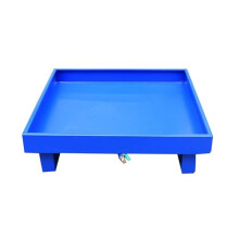Heavy Duty Steel Drum Spill Containment Pallet With Wheels 25.6x25.6x5.9 In Blue-a Industrial Storage Tray For Warehouse
