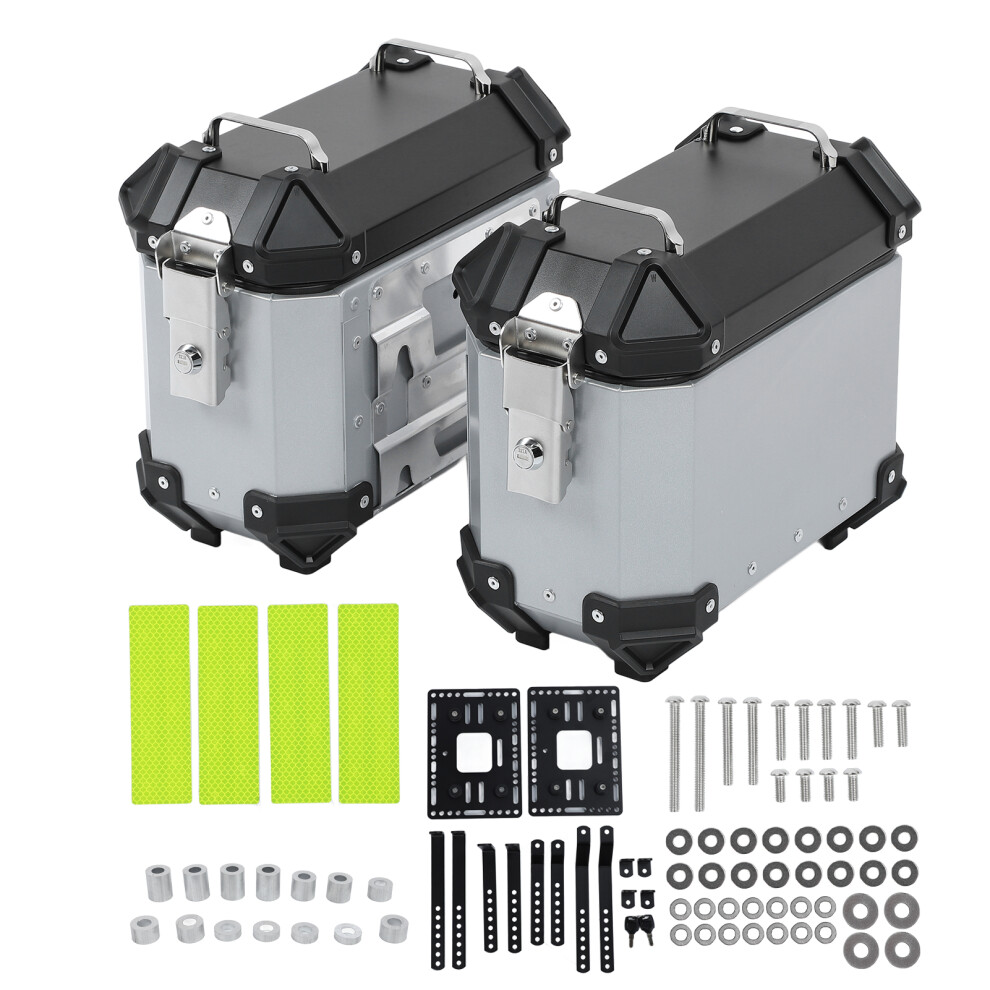 Motorcycle Side Case Aluminum Alloy 18L Hardshell Silver 8320539339795
