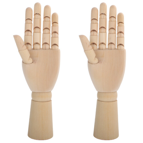 2 pezzi manichino mano legno con dita per 2