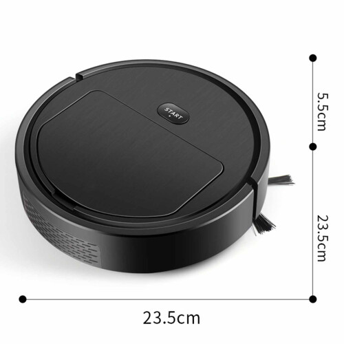 Black Sweeping Robot Vacuum, Smart Navigation, 23.5x23.5x5.5cm 1