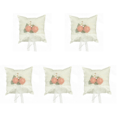5pcs Wedding Ring Pillow White Flower Holder 1