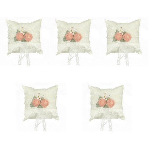 5pcs Wedding Ring Pillow White Flower Holder 2