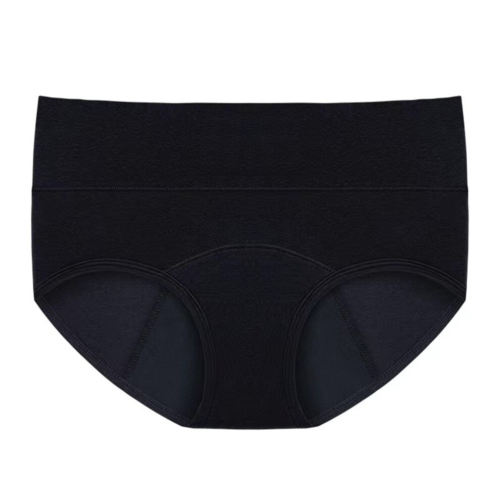 Black Womens High Waist Cotton Underwear Leakproof Period- M
