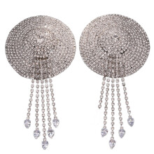 Sparkling Rhinestones Tassels Breast Petals Body Chain-Silver