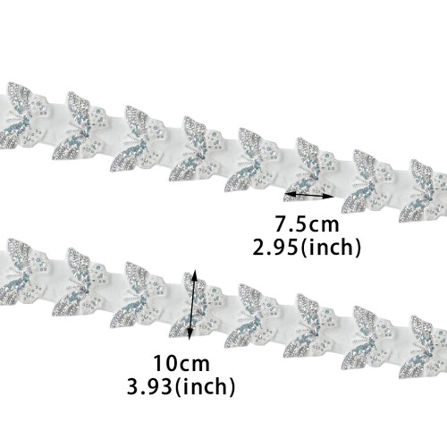 Eye-Catching Butterfly Fabric Applique Sequined Sewing on-Khaki 2