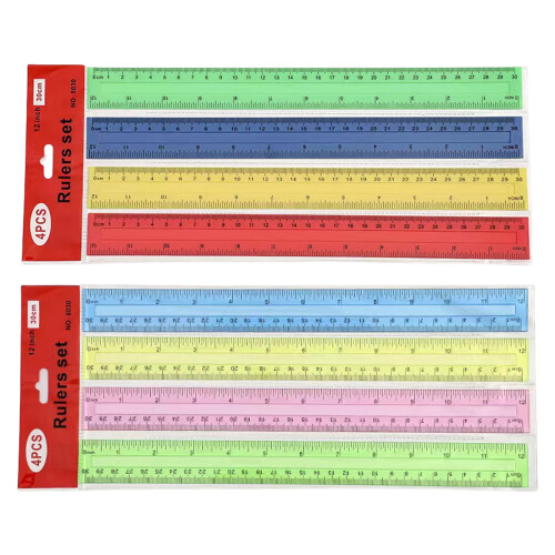 4Pcs 12Inch Clear Ruler with Inches and-Four consecutive tra 2