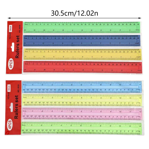 4Pcs 12Inch Clear Ruler with Inches and-Four consecutive tra 1
