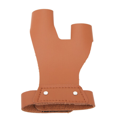 Brauner PU-Leder-Bogenschieß-Handschuh, 2-Finger-Linkshandschutz 1