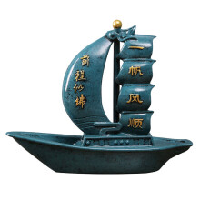 3Pcs Creative Blue Resin Sailboat Adornments Tabletop Home Decor