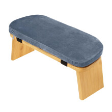 Ergonomic Wooden Meditation Bench With Soft Cushion Foldable Portable Gray Blue
