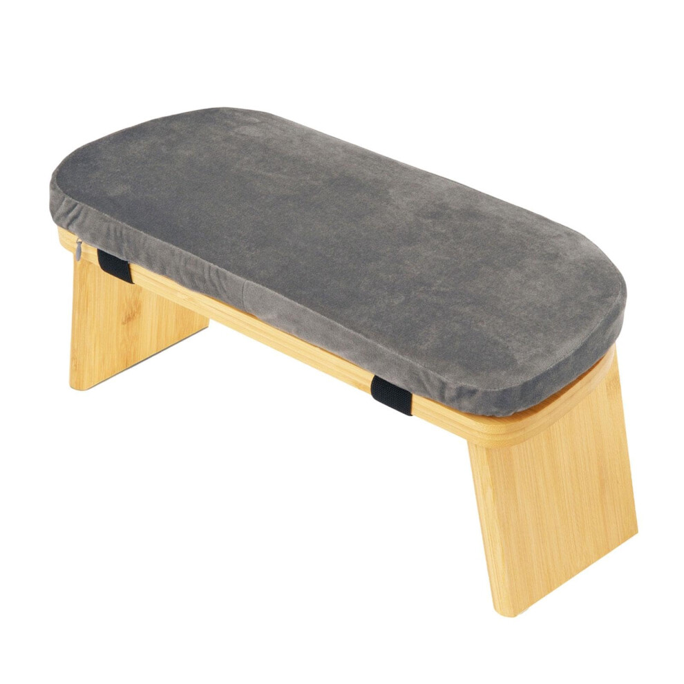 Gray Meditation Bench Kneeling Stool With Removable Cushion, Wooden Portable Foldable Ergonomic