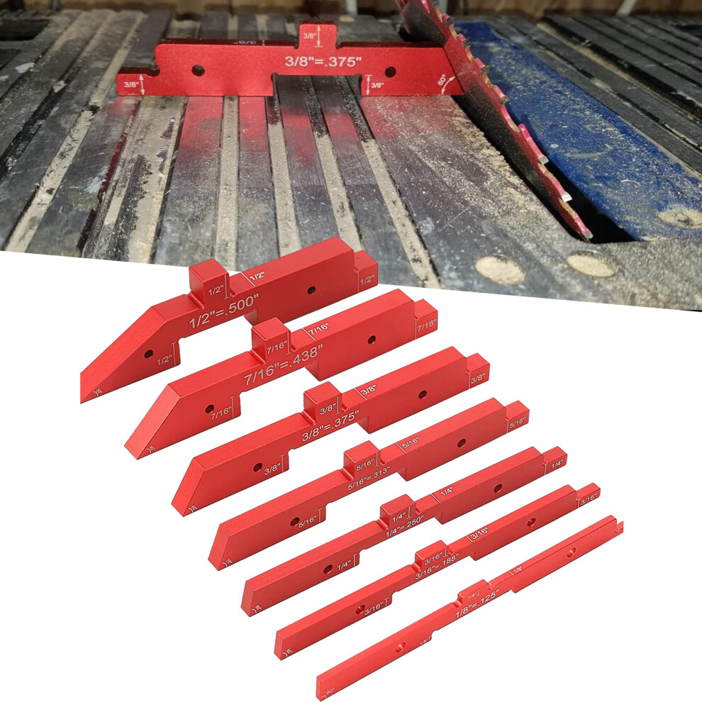 7Pcs Aluminum Alloy Setup Blocks, Adjustable Height Gauge, Red 8341349683915